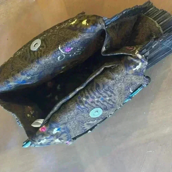 World market wooden purse with bamboo handles very boho artsy look - Picture 9 of 16